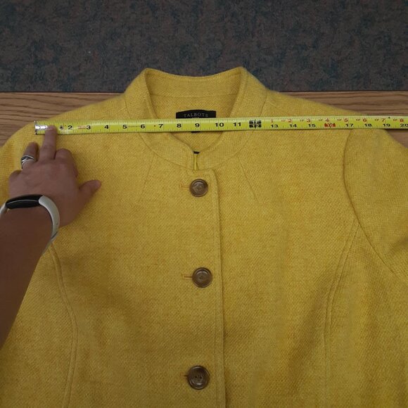 Talbots Women's Size 18W Wool Blend yellow button-down Blazer Jacket - Picture 11 of 12